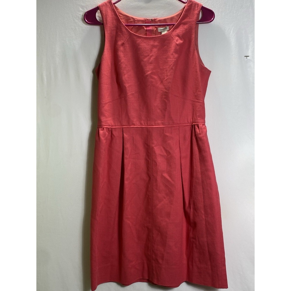 J.Crew Women Pink Textured Cotton Sleeveless Pleated Fit Flare Dress 50344 Sz 4